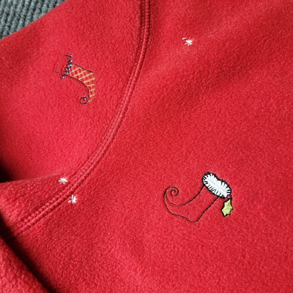 C&B Sport by Croft and Barrow Embroidered Stockings Fleece Zip Sweater 2X - Picture 3 of 8